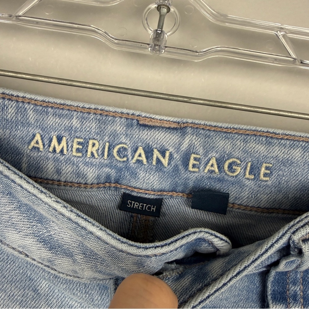 American Eagle Dreamy Drape Stretch Super High-Waisted Cargo Baggy Wide-Leg Jean - Picture 6 of 9